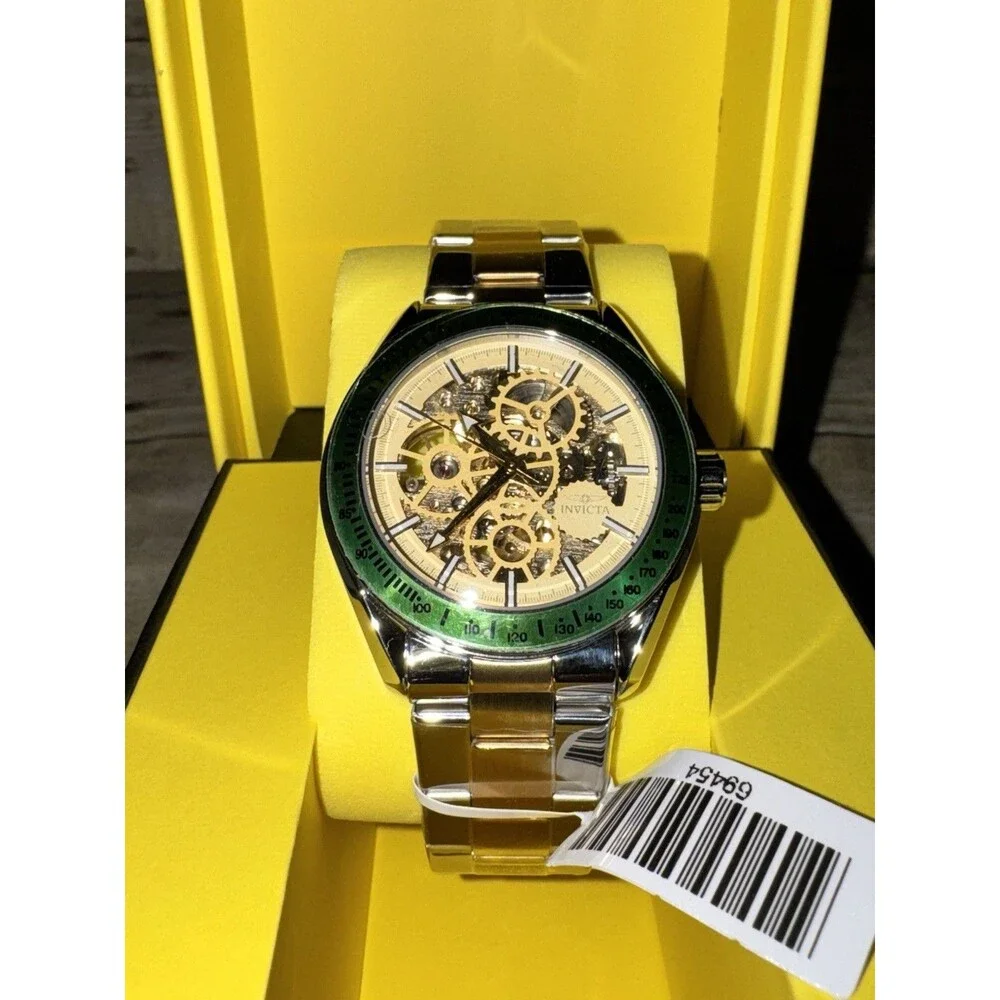 WATCH IT WORK! Mens Invicta Objet D Art Automatic W/Skeleton Dial 43mm SHARP!